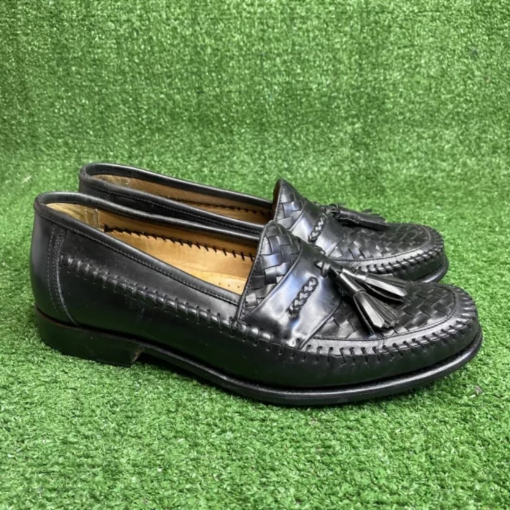 GH Bass & Co Peninsula Black Basket Weave Tassel Dress Shoes Mens Size 9.5 D